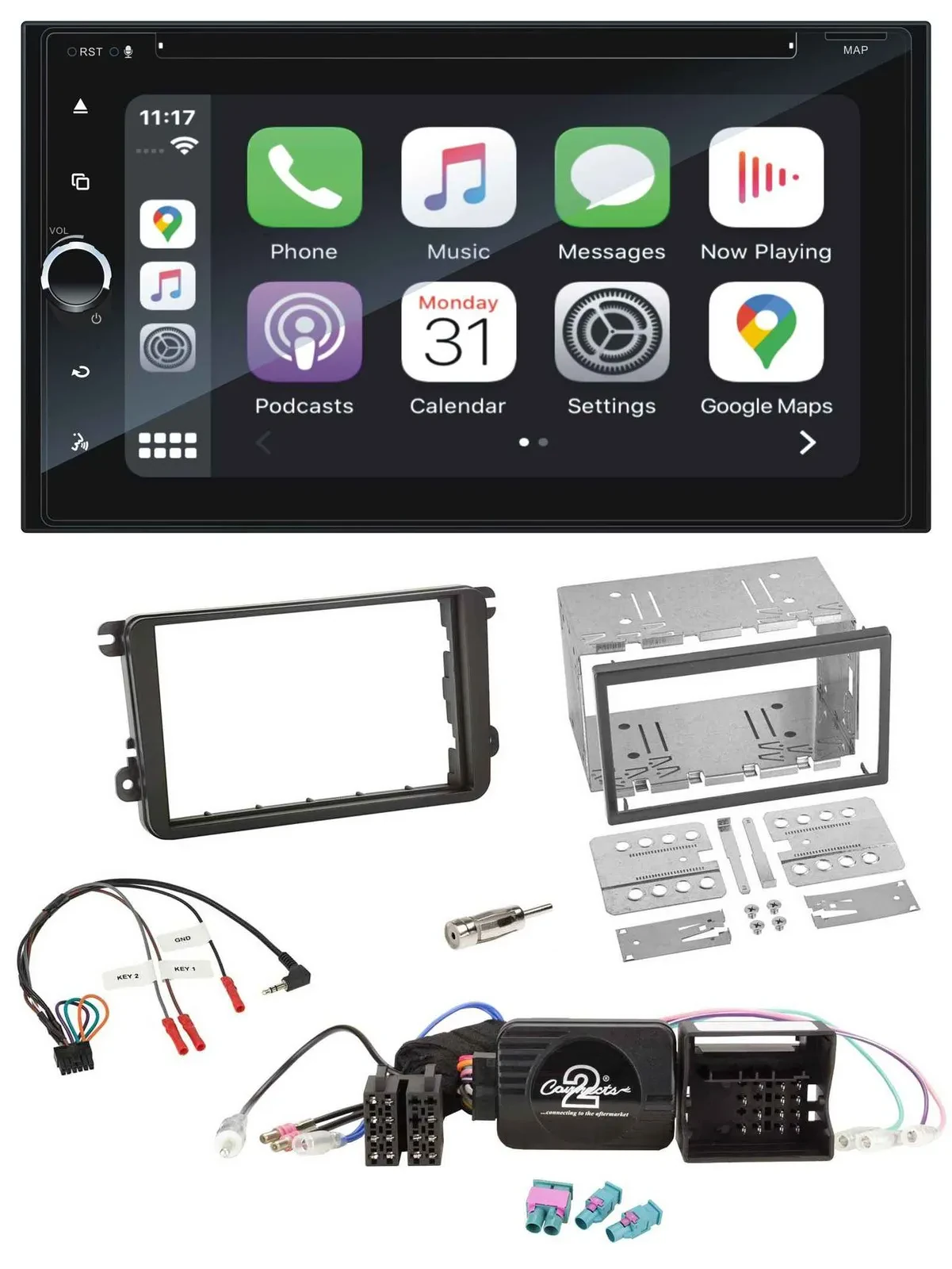 Blaupunkt DAB USB Bluetooth Lenkrad 2DIN TMC Navigation für VW Amarok Beetle EOS