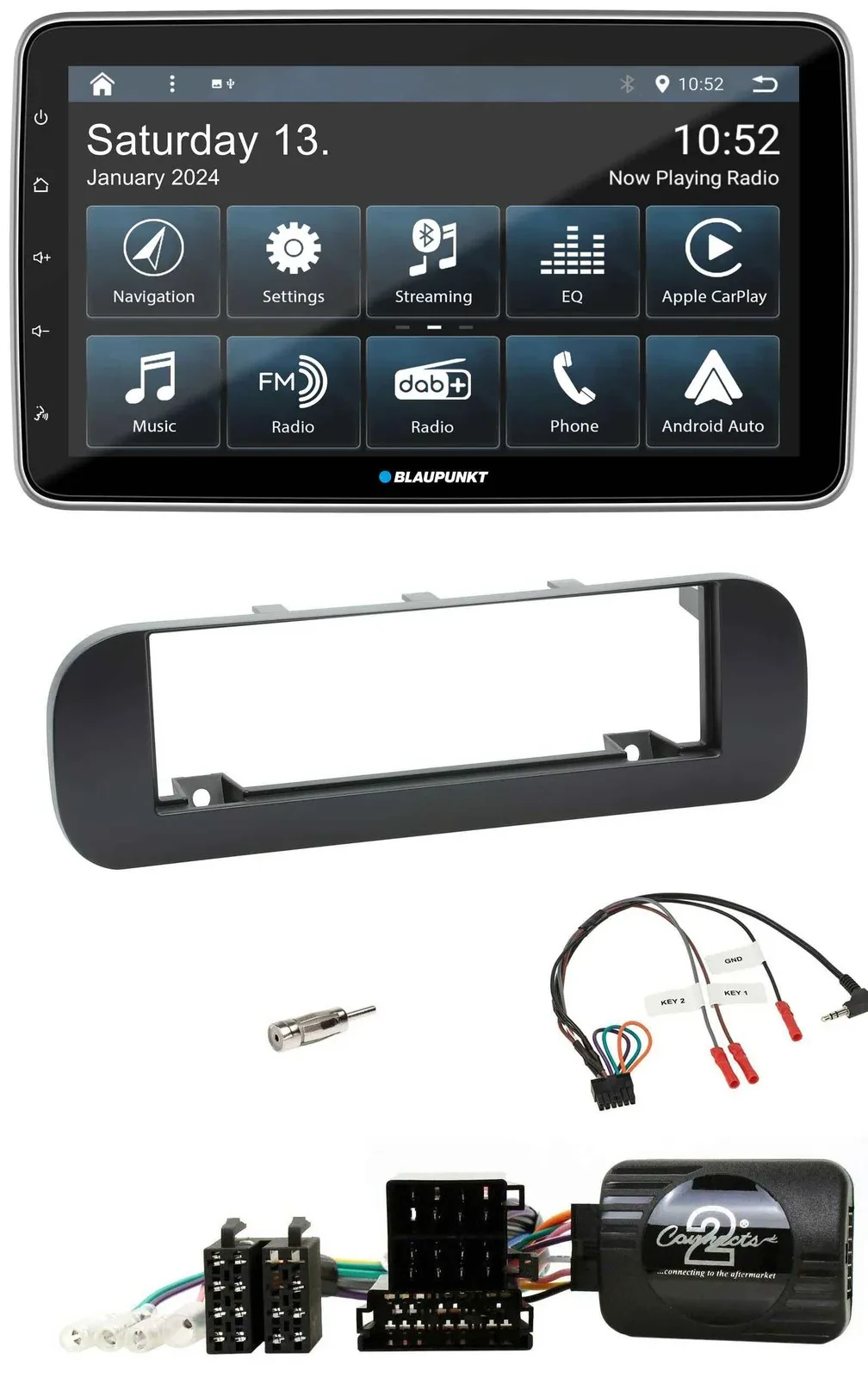 Автомагнитола Blaupunkt для Fiat Panda 2012–2020, Bluetooth, USB, SD, DAB, чёрный