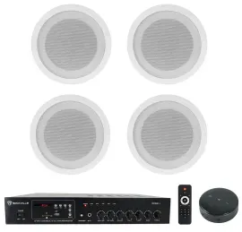 Rockville Commercial 70v Amp+Wifi Receiver+(4) 5" Ceiling Speakers 4 Restaurant