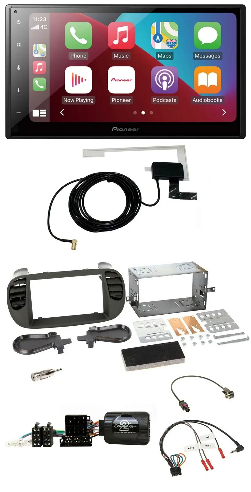 Автомагнитола Pioneer 2DIN, USB, Bluetooth, DAB, для Fiat 500 (2008–2015), soft touch