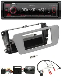 Автомагнитола для Seat Ibiza Kenwood Bluetooth, USB, DAB, совместима с управлением на руле, серый