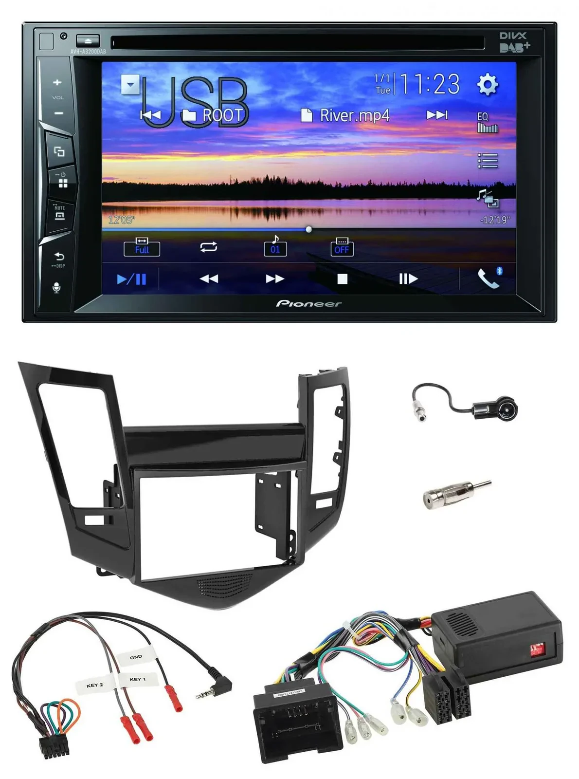 Автомагнитола Pioneer 2DIN, Bluetooth, USB, DVD, DAB для Chevrolet Cruze (с 05/2009)