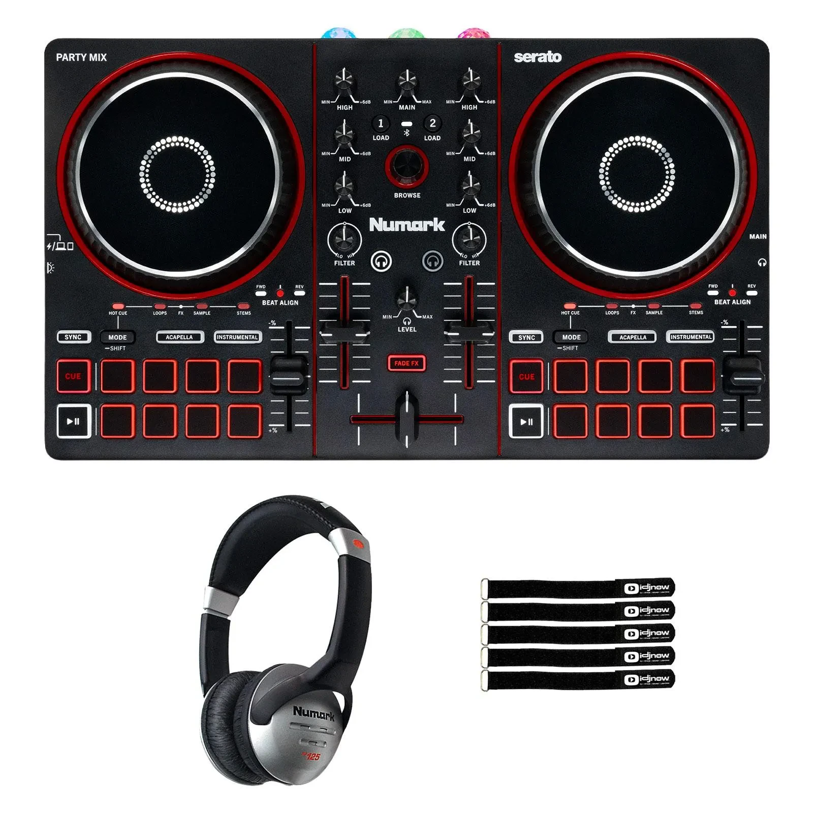 Numark Party Mix III 2 Channel Deck DJ Controller w Light Show & Headphones
