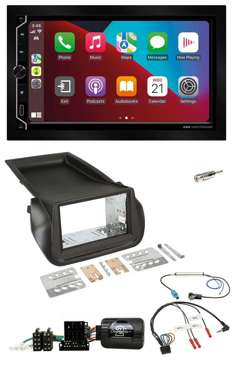 ESX 2DIN DAB USB Lenkrad Bluetooth Autoradio für Citroen Nemo Peugeot Bipper