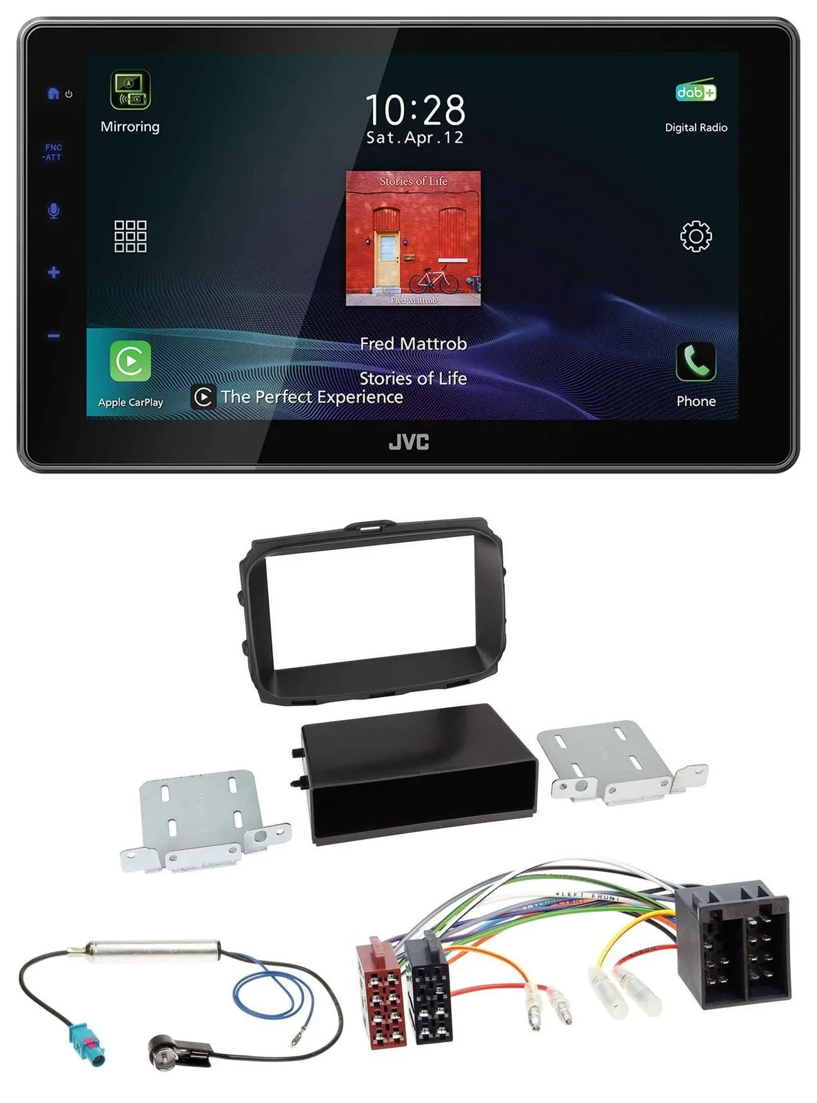 Автомагнитола для Alfa Romeo Giulietta 2013–2021 JVC DAB, MP3, Bluetooth, USB, ISO