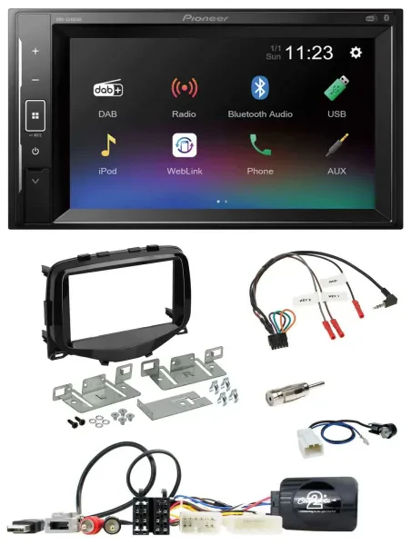 Pioneer DAB Lenkrad 2DIN Bluetooth USB Autoradio für Toyota Aygo 2014-2021