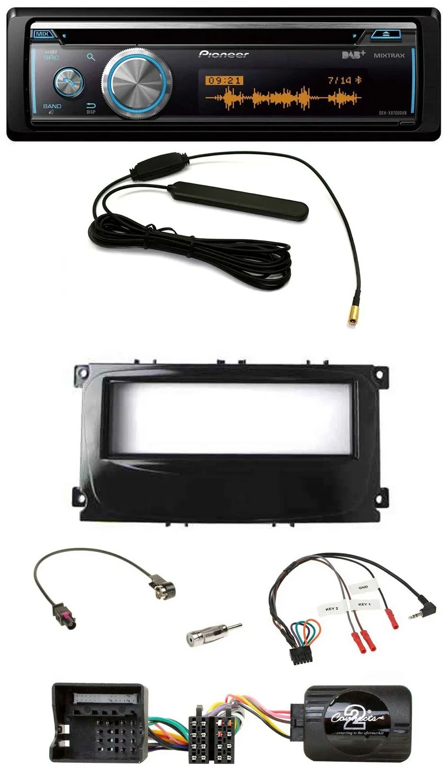 Автомагнитола для Ford Mondeo (2007–2014), S-Max Pioneer CD, USB, Bluetooth, DAB