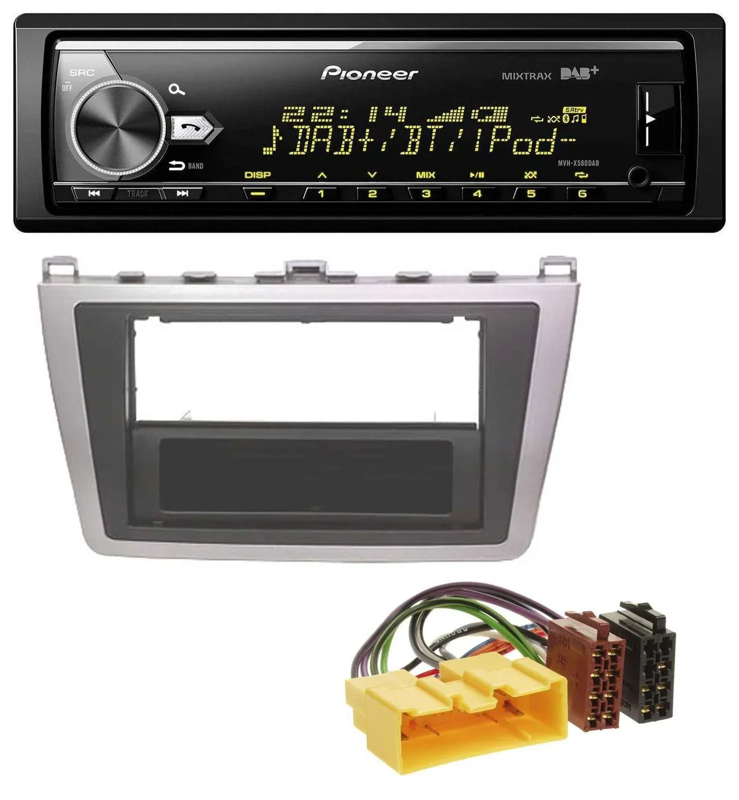 Pioneer Bluetooth USB DAB MP3 Autoradio für Mazda 6 (08-12) silber schwarz