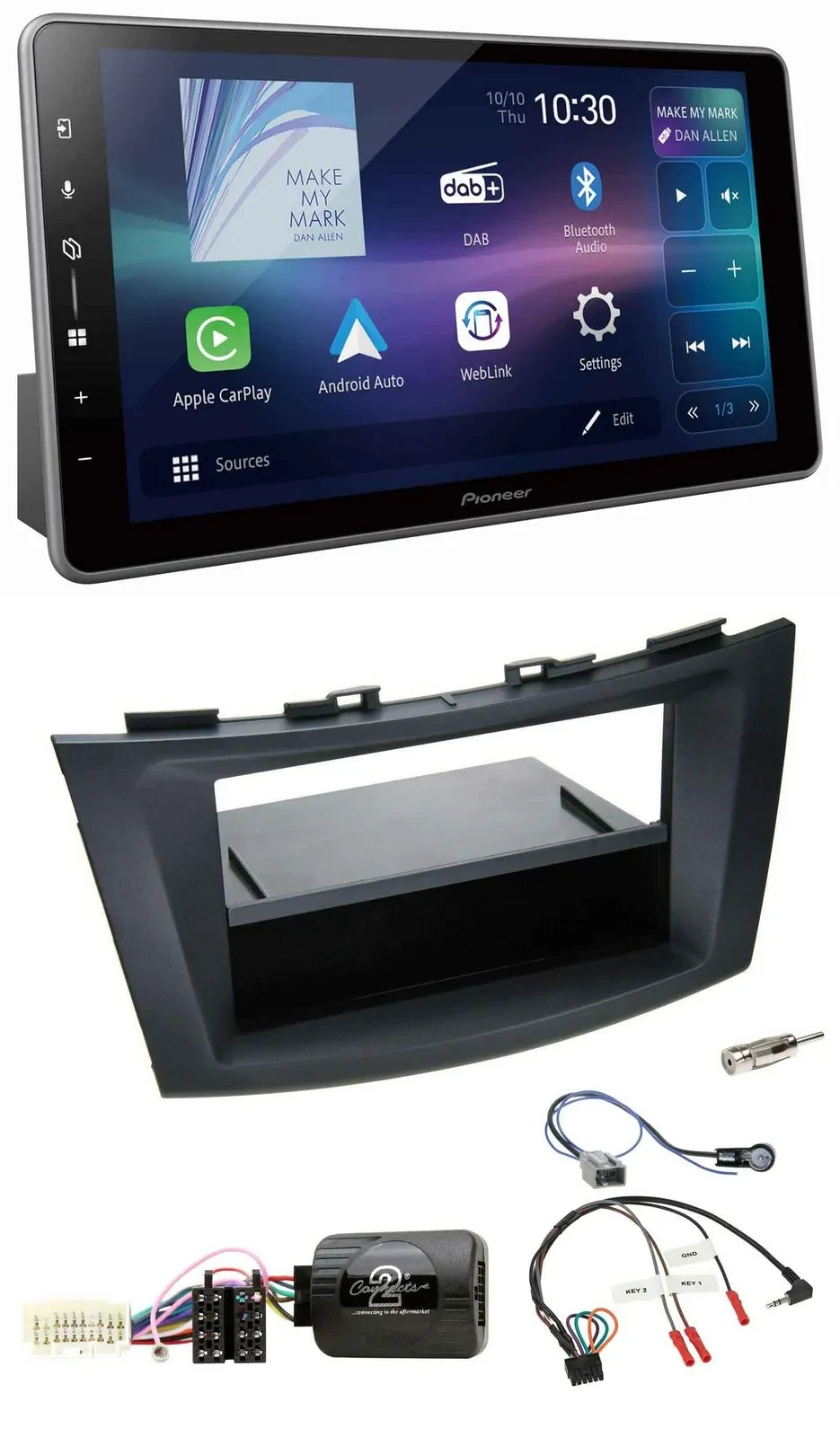 Pioneer Bluetooth USB DAB Lenkrad Autoradio für Suzuki Swift Sport ab 2011 schwa