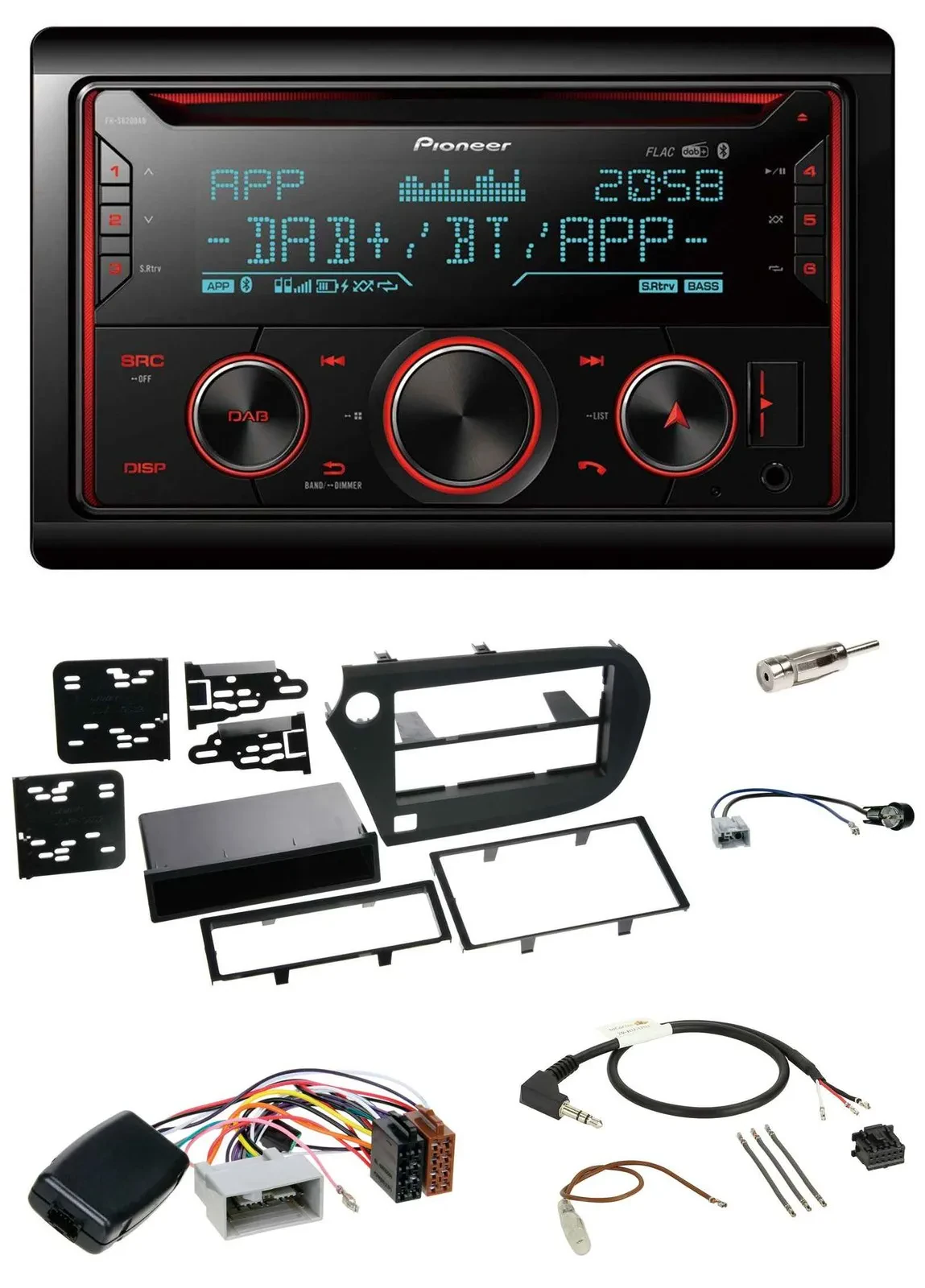 Pioneer 2DIN DAB Lenkrad Bluetooth USB CD Autoradio für Honda Insight ZE2 2009-2