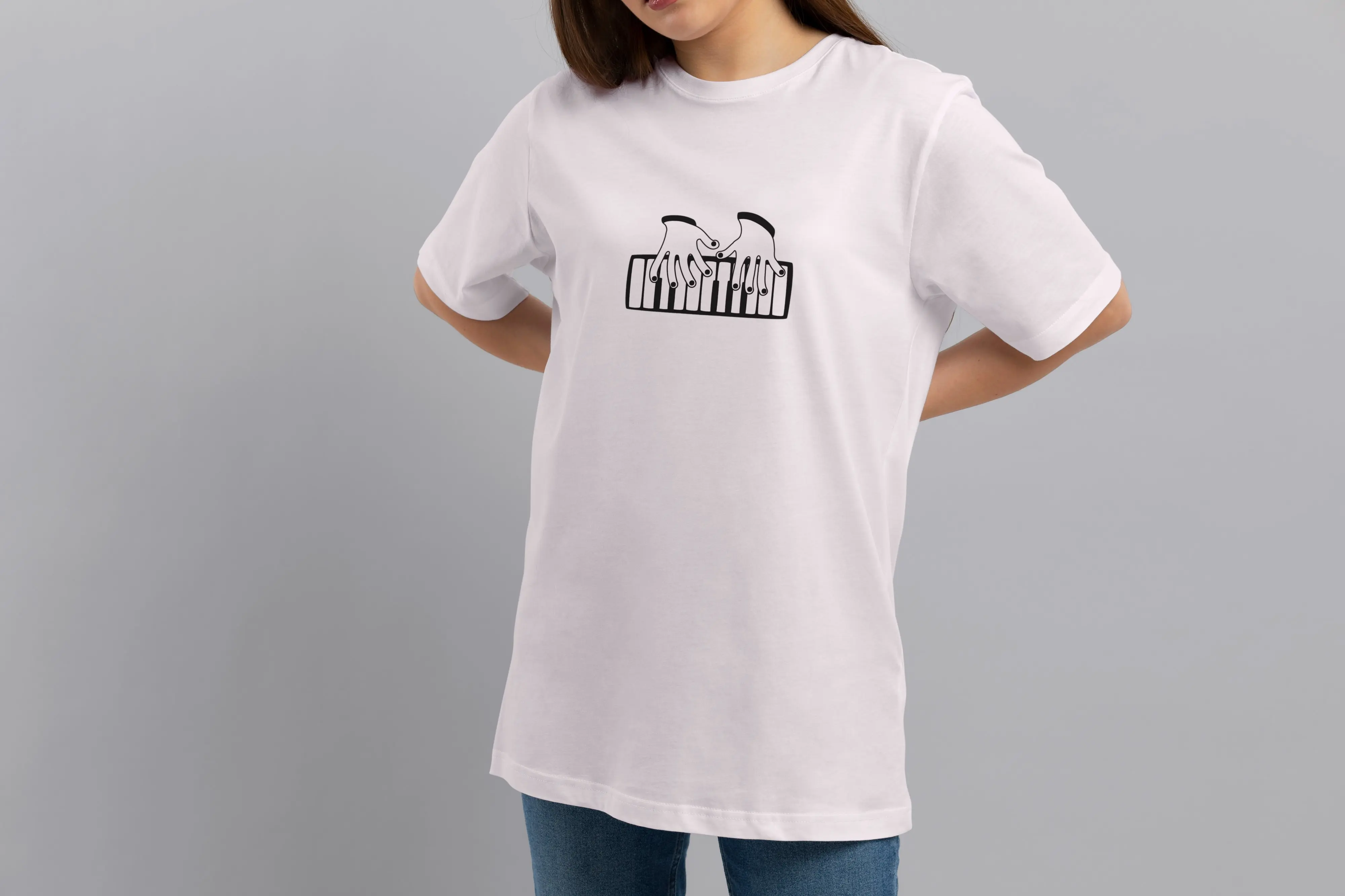 Футболка Popmerch MWL85 "Play Piano" белая, мужская, размер L