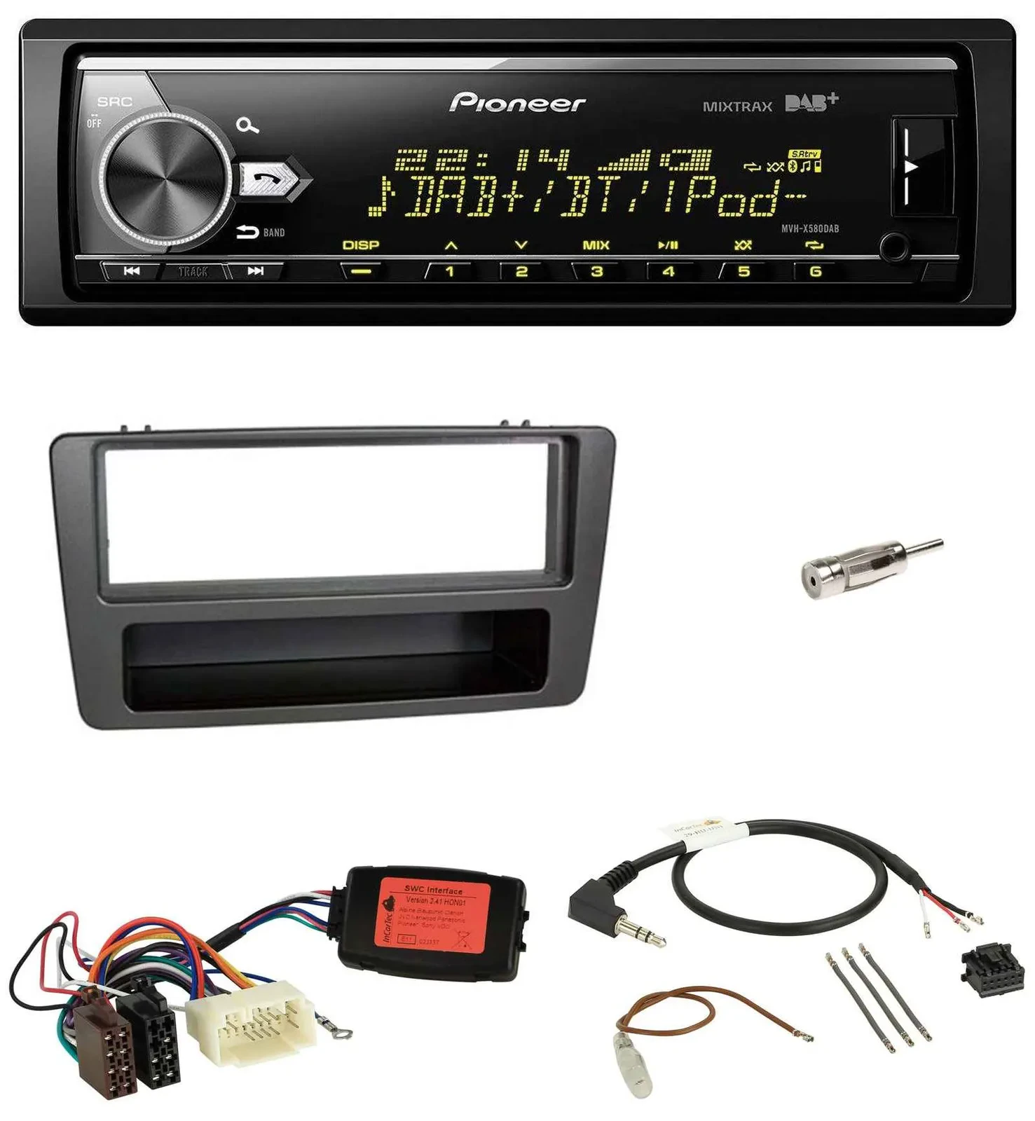 Pioneer Bluetooth USB DAB Lenkrad Autoradio für Honda Civic 01-03 schwarz