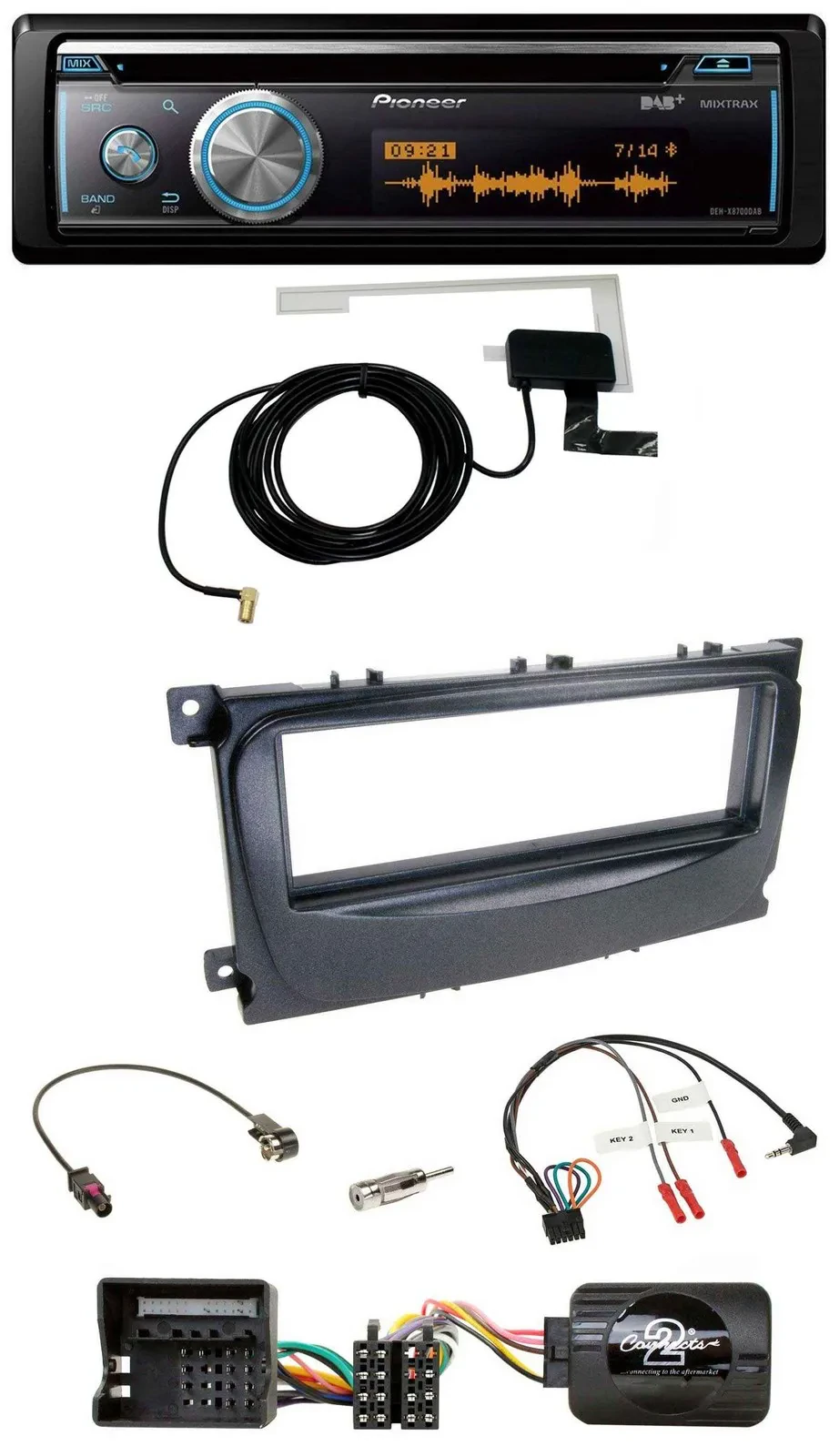 Pioneer Bluetooth DAB Lenkrad USB CD Autoradio für Ford Focus C-Max Galaxy ab 07