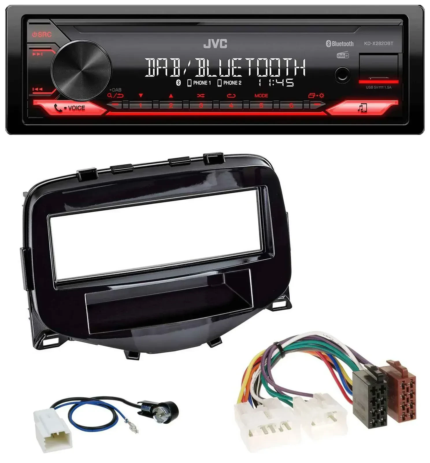 Автомагнитола для Toyota Aygo (2014–2021) JVC Bluetooth, USB, DAB, MP3