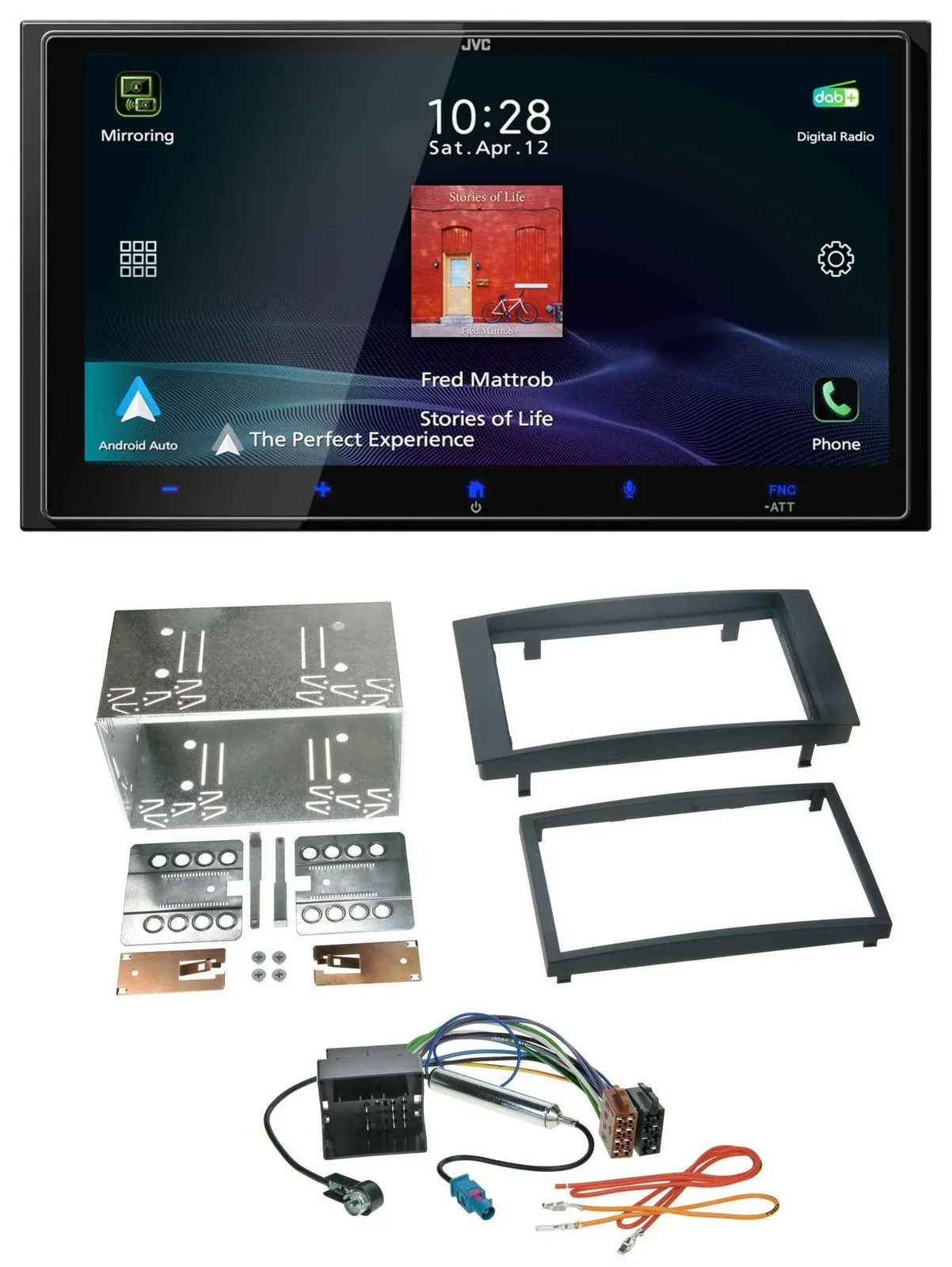 JVC USB Bluetooth 2DIN DAB MP3 Autoradio für VW Touareg T5 Caravelle Multivan 02