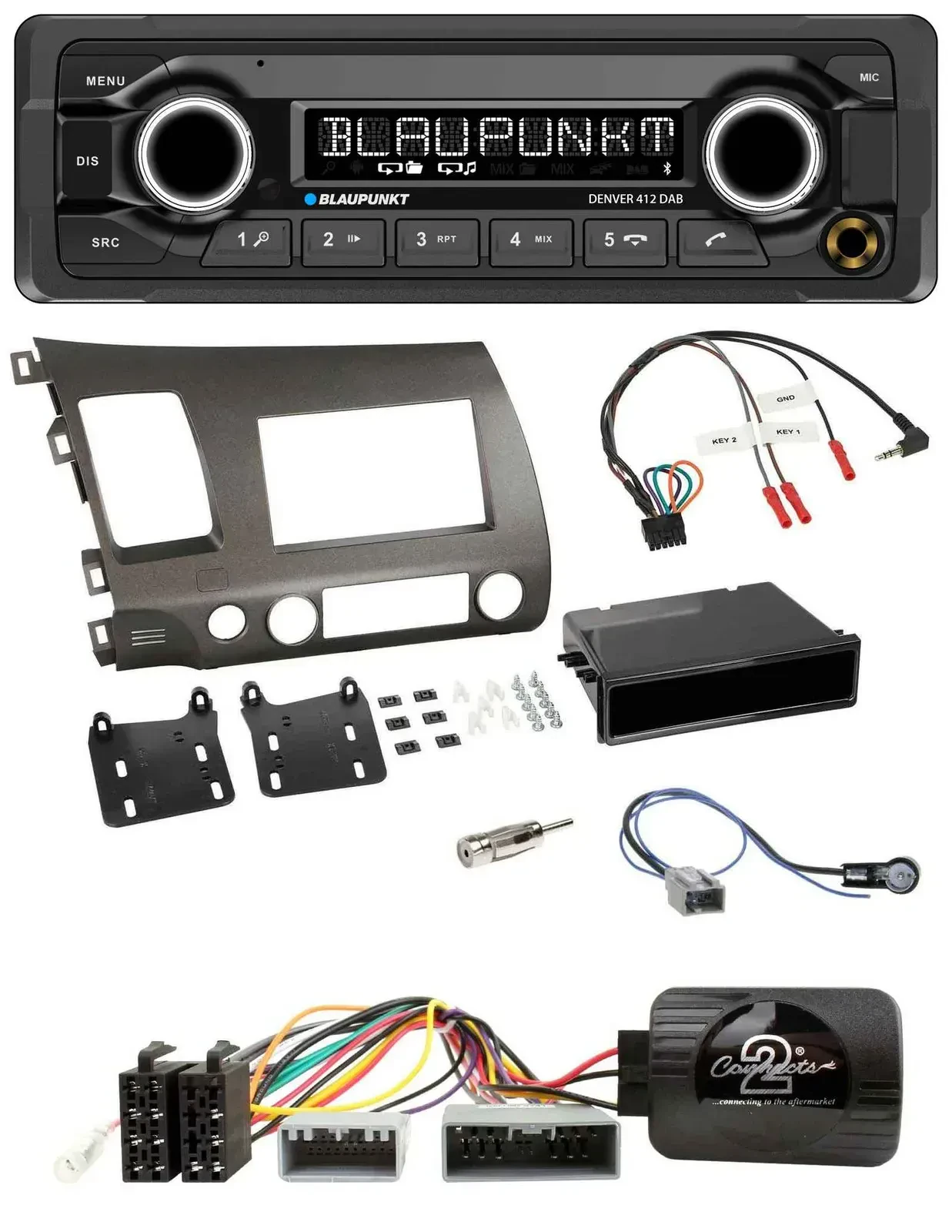 Blaupunkt Bluetooth DAB Lenkrad USB Autoradio für Honda Civic Hybrid 2006-2010 a