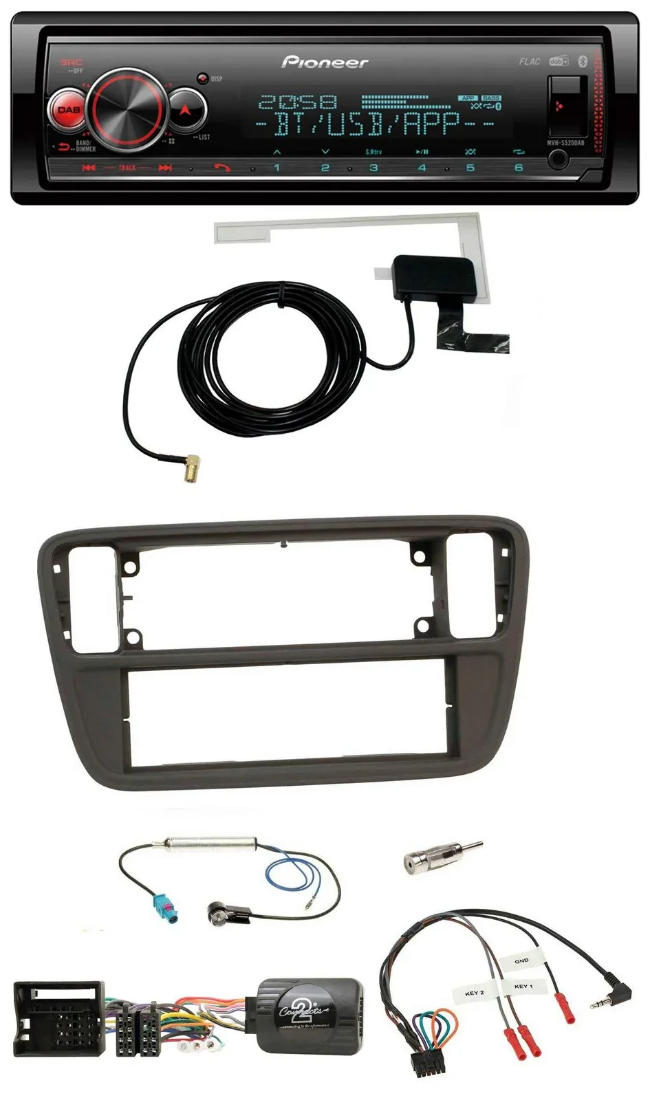 Pioneer Bluetooth DAB USB Lenkrad Autoradio für VW Up AA AAN 11-16 schwarz