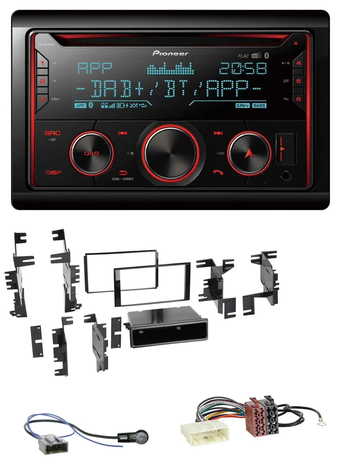 Автомагнитола для Nissan Micra 2013–2017 Pioneer 2DIN DAB Bluetooth USB CD, черный