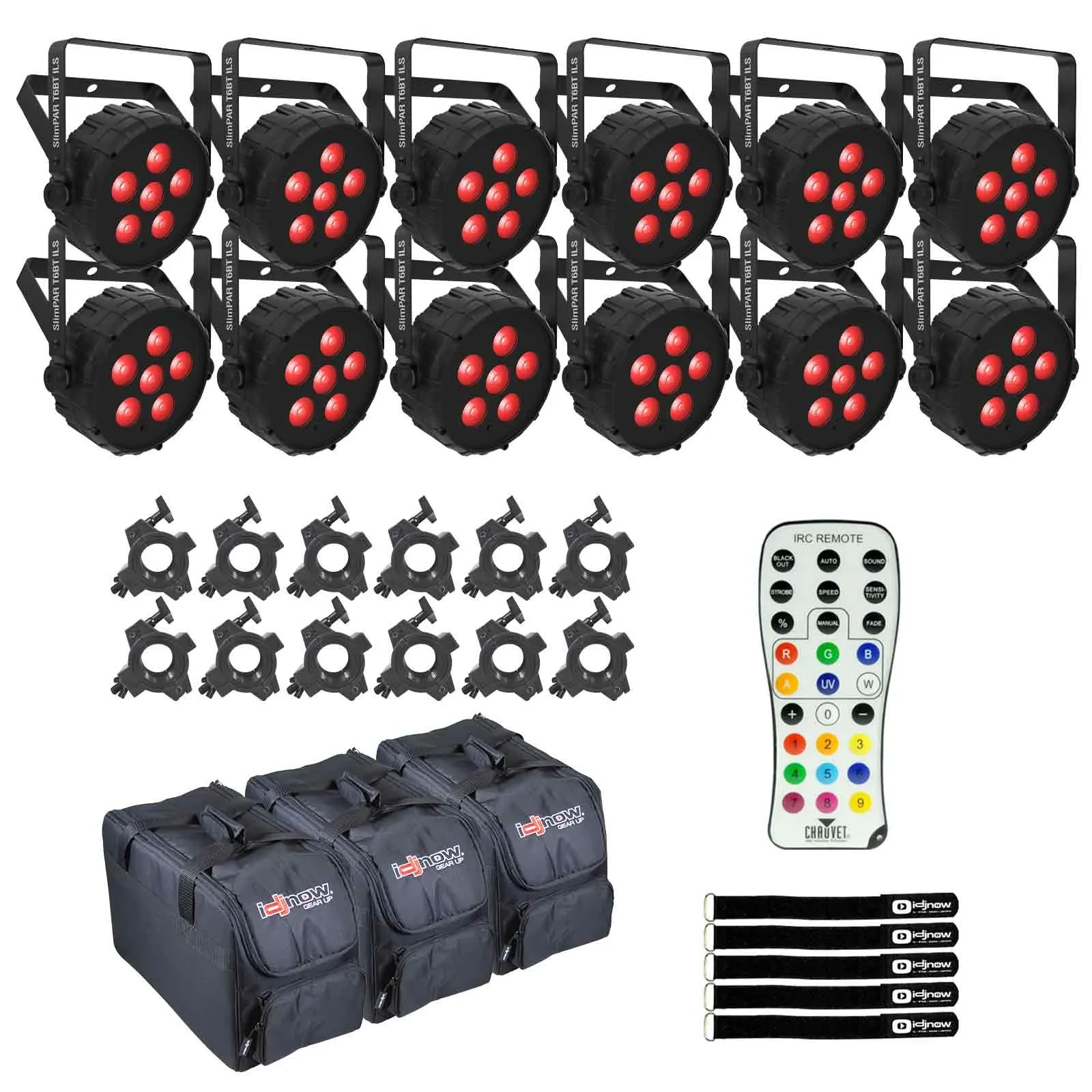 Прожектор Chauvet DJ SlimPAR T6BT RGB, DMX, Bluetooth, PAR wash (набор, 12 шт.), совместим с ILS