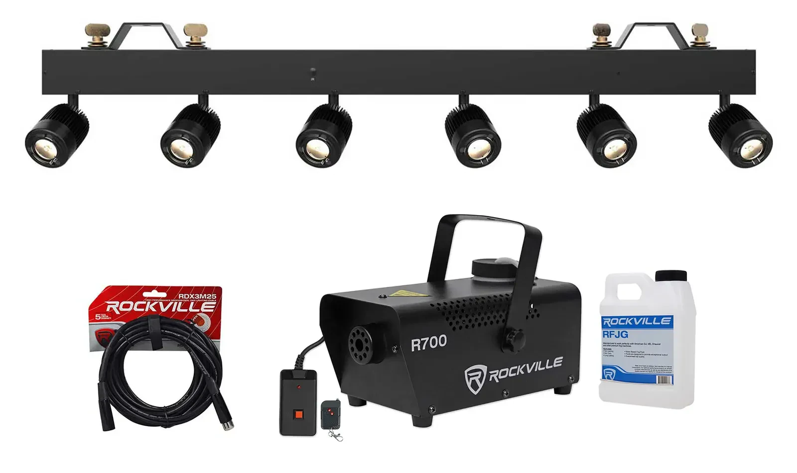 Chauvet DJ Pinspot Bar 6 Independantly Controlled Pinspots Lights+Fogger+Cable