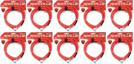 Инструментальный кабель Rockville RCGT10R Red 3 м (10 штук)