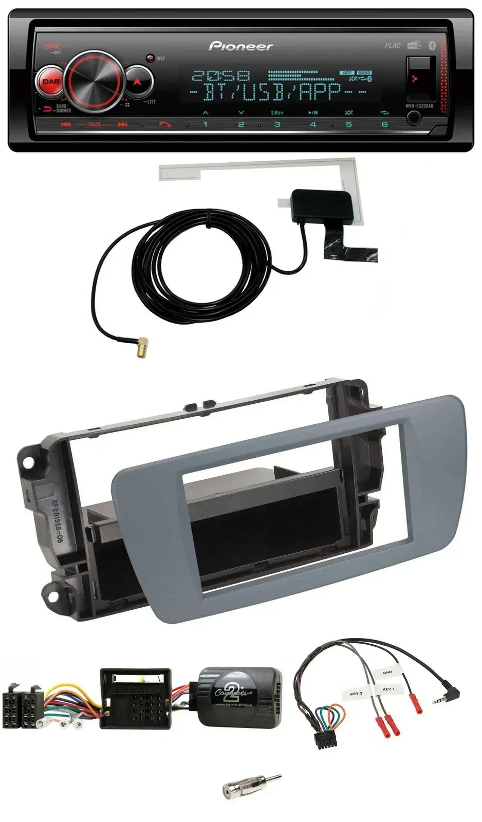 Автомагнитола для Seat Ibiza Pioneer Bluetooth, DAB, USB, серый