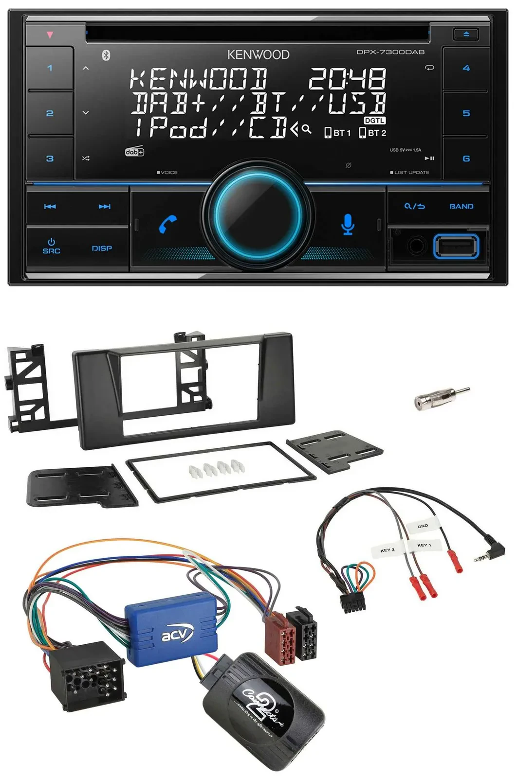 Автомагнитола для BMW 5 Series E39 (1996–2004) Kenwood 2DIN CD DAB USB Bluetooth с управлением на руле