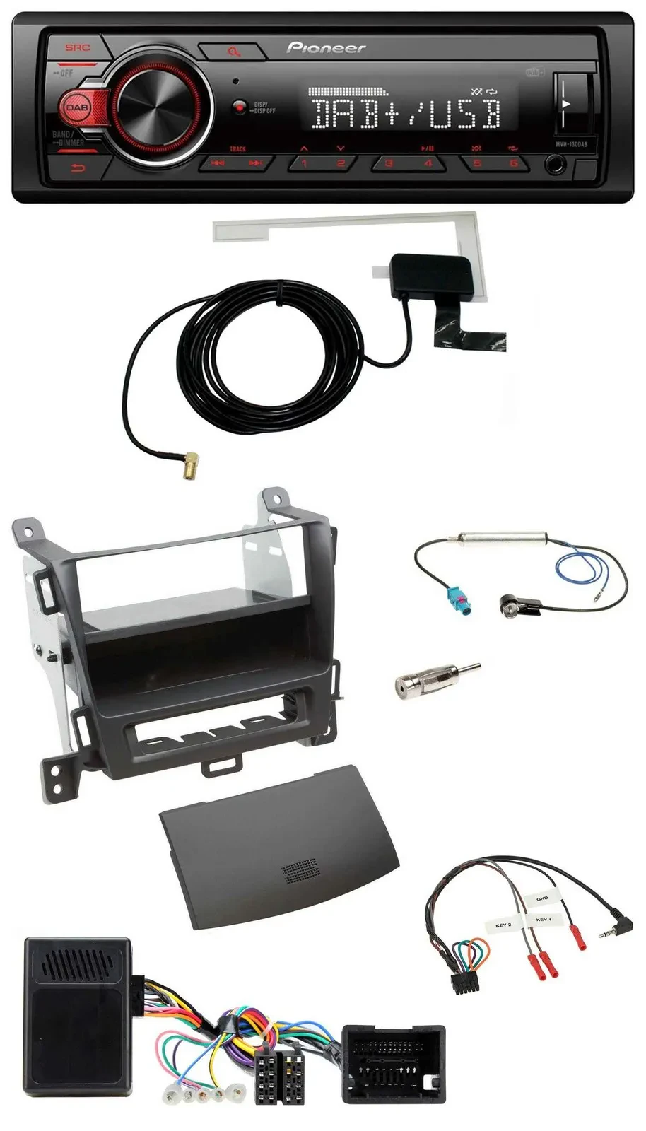 Автомагнитола для Opel Zafira Tourer Pioneer 1DIN, MP3, DAB, USB, поддержка управления на руле, черная