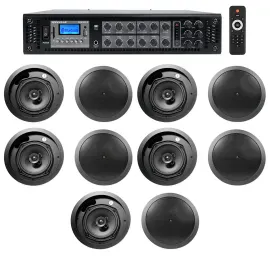 JBL Restaurant/Bar/Cafe Package w/ 6-Zone Amplifier+(10) Black Ceiling Speakers