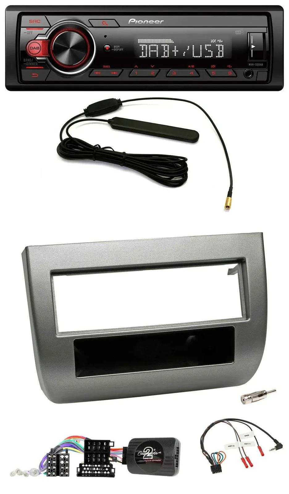 Pioneer MP3 DAB 1DIN Lenkrad USB Autoradio für Lancia Y 843 05-11 dunkelsilberme