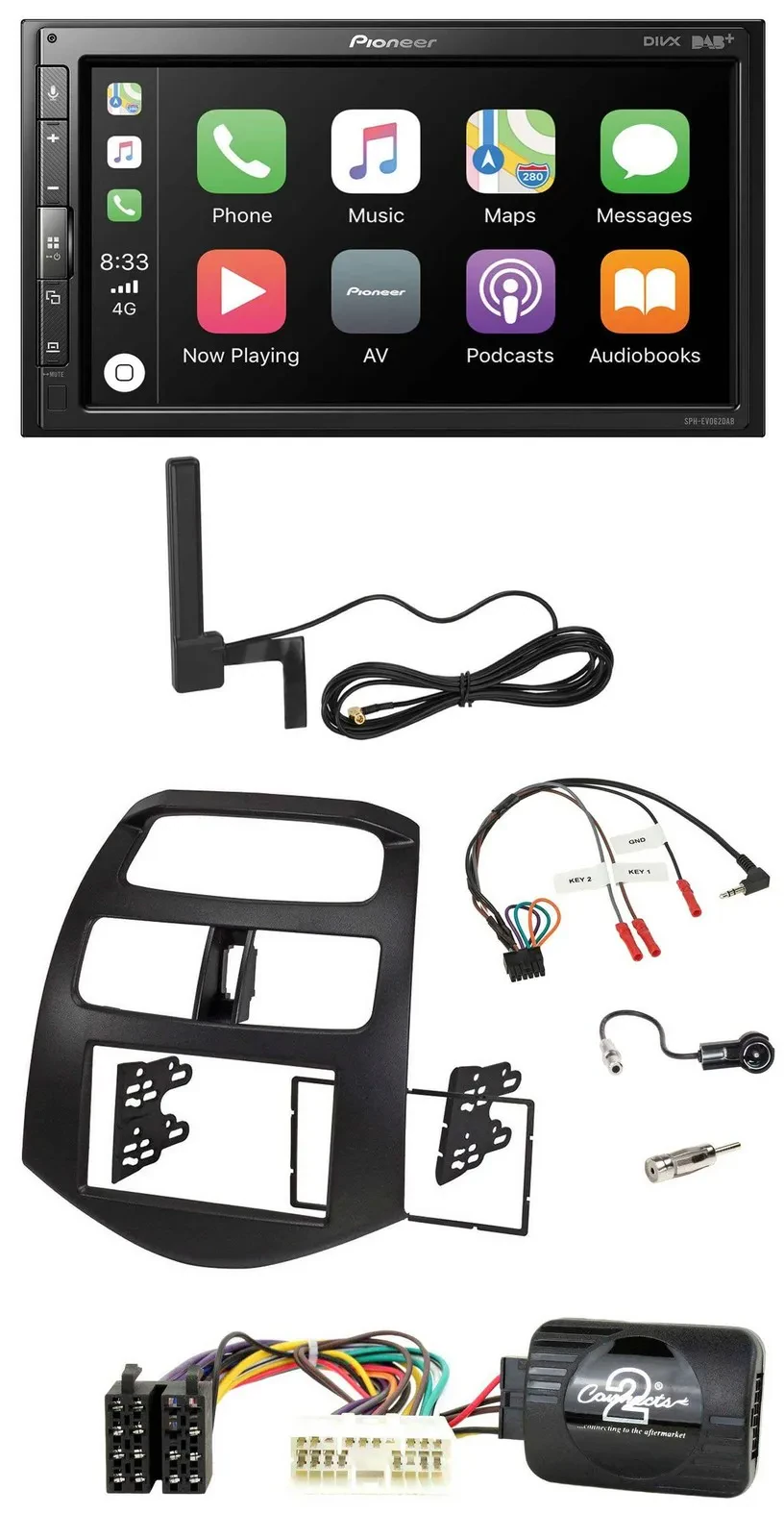 Pioneer USB 2DIN Bluetooth DAB Lenkrad Autoradio für Chevrolet Spark KLM 2012-20