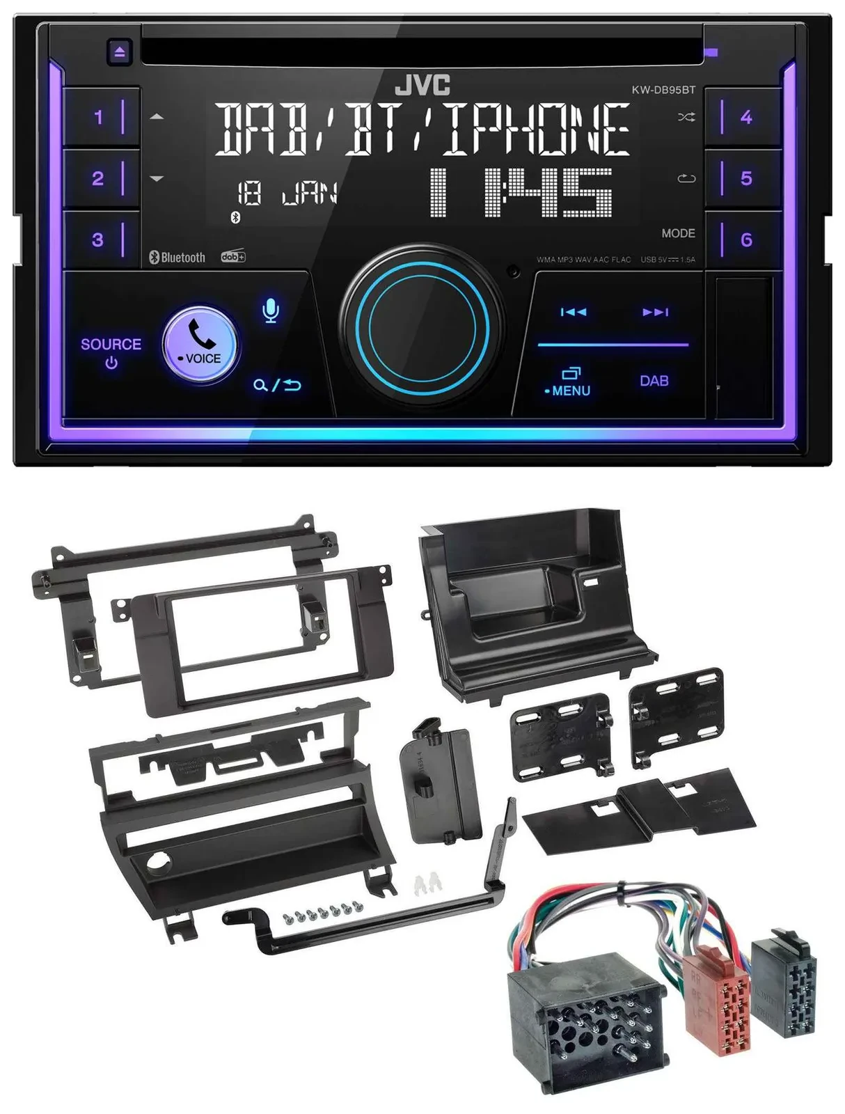 JVC MP3 USB 2DIN DAB Bluetooth CD Autoradio für BMW 3er 1999-2002 1 Schalteröffn