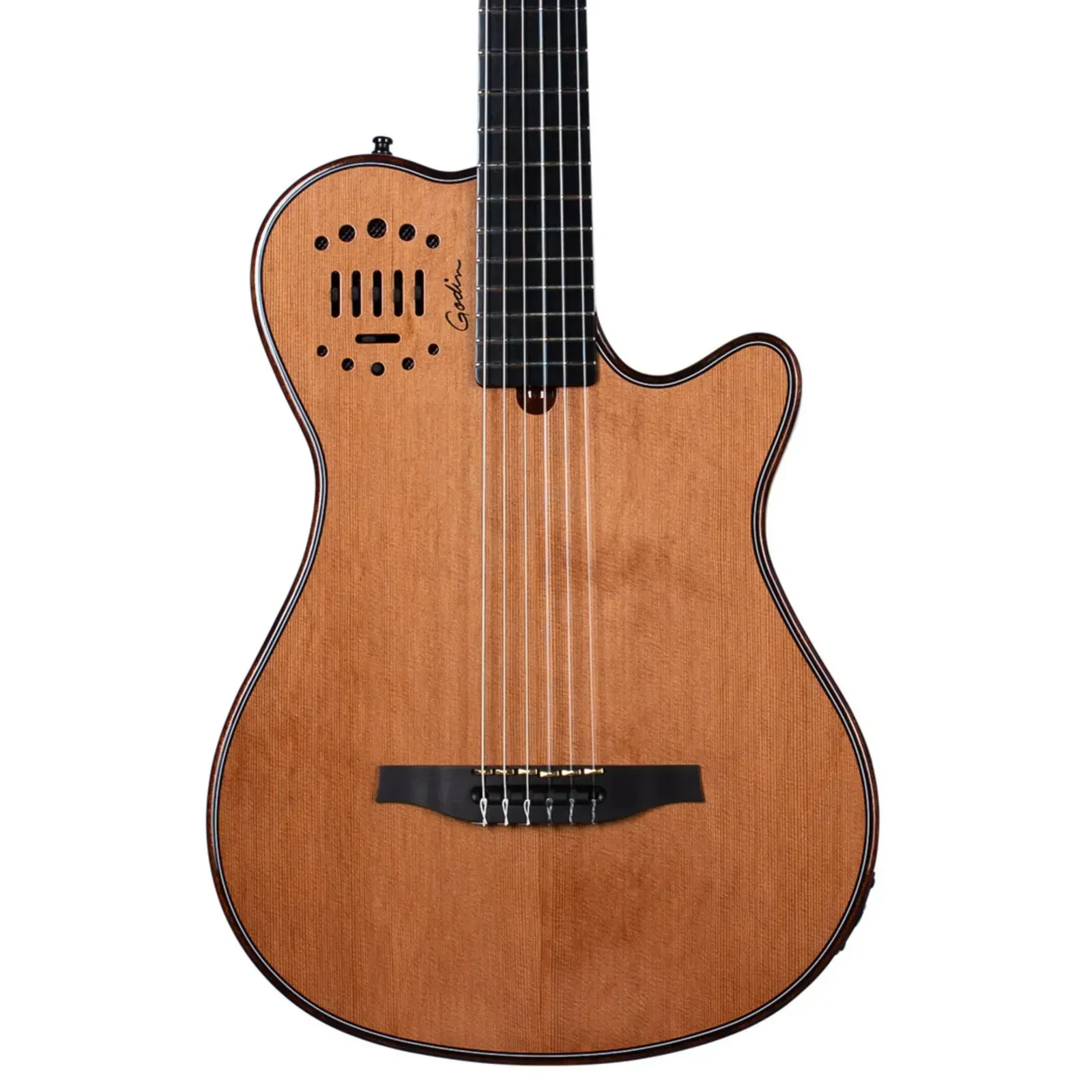 Электроакустическая гитара Godin Multiac Mundial Mahogany Deluxe Thinline, цельная верхняя дека из кедра