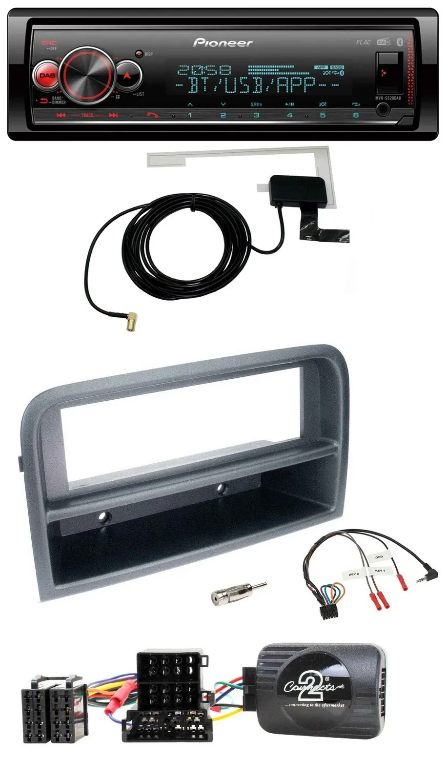 Автомагнитола Pioneer Bluetooth, DAB, USB, поддержка управления на руле, для Fiat Croma (2005–2010)