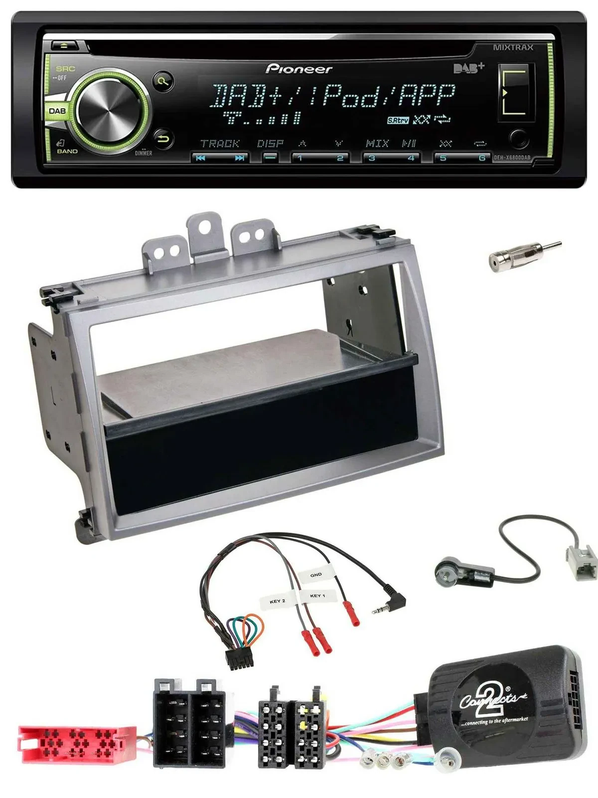 Pioneer DAB USB MP3 Lenkrad CD Autoradio für Hyundai i20 ISO 2009-2011 silber