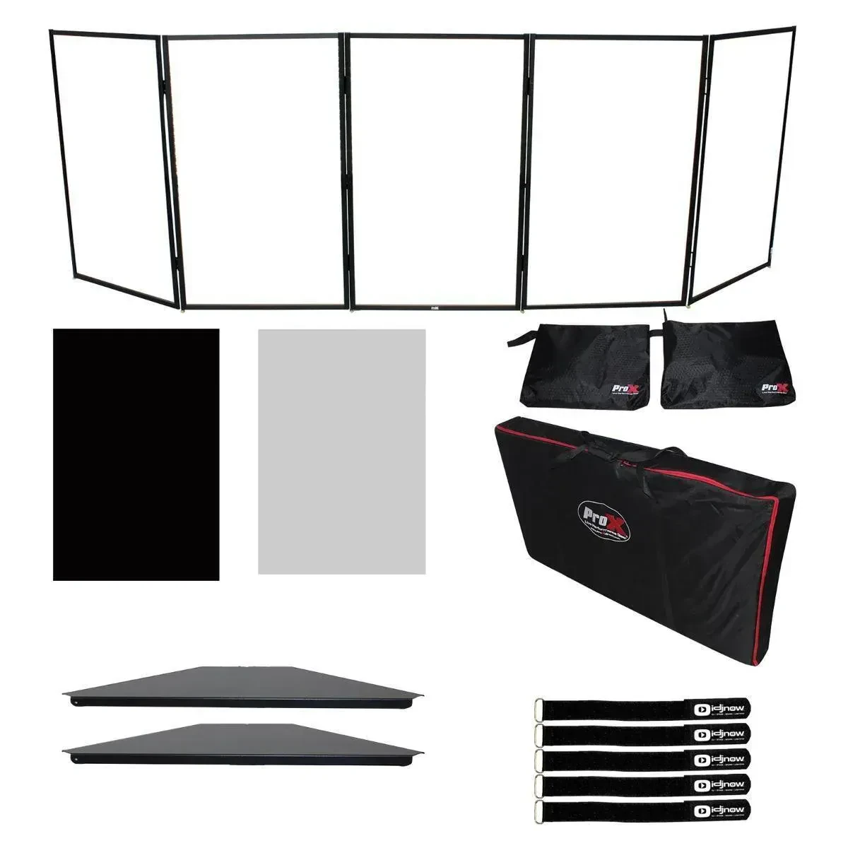 Ширма для DJ ProX XF-5X3048B черная с полками и сумкой