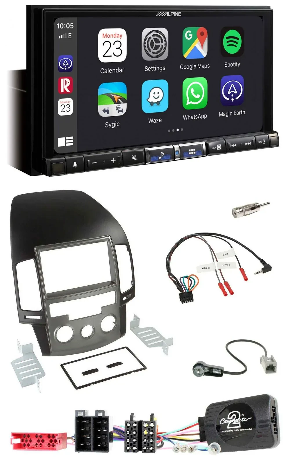 Alpine 2DIN DAB USB Lenkrad Bluetooth Autoradio für Hyundai i30 ab 2009
