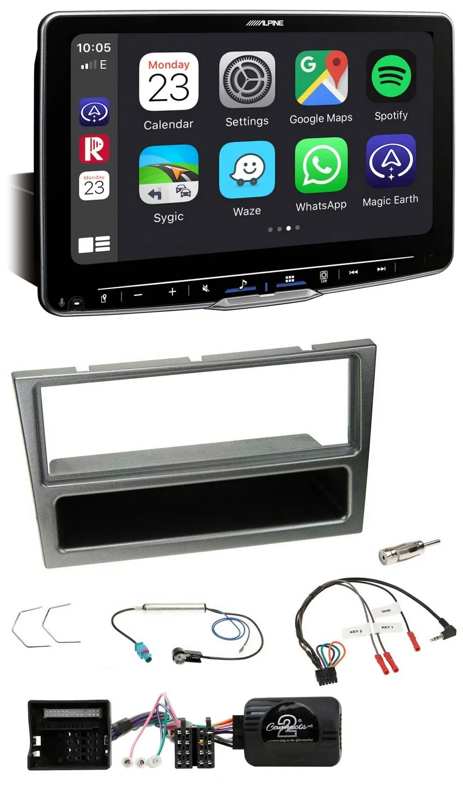 Автомагнитола Alpine Bluetooth, USB, DAB, для Opel Corsa C (2004–2006), алюминий, поддержка управления на руле