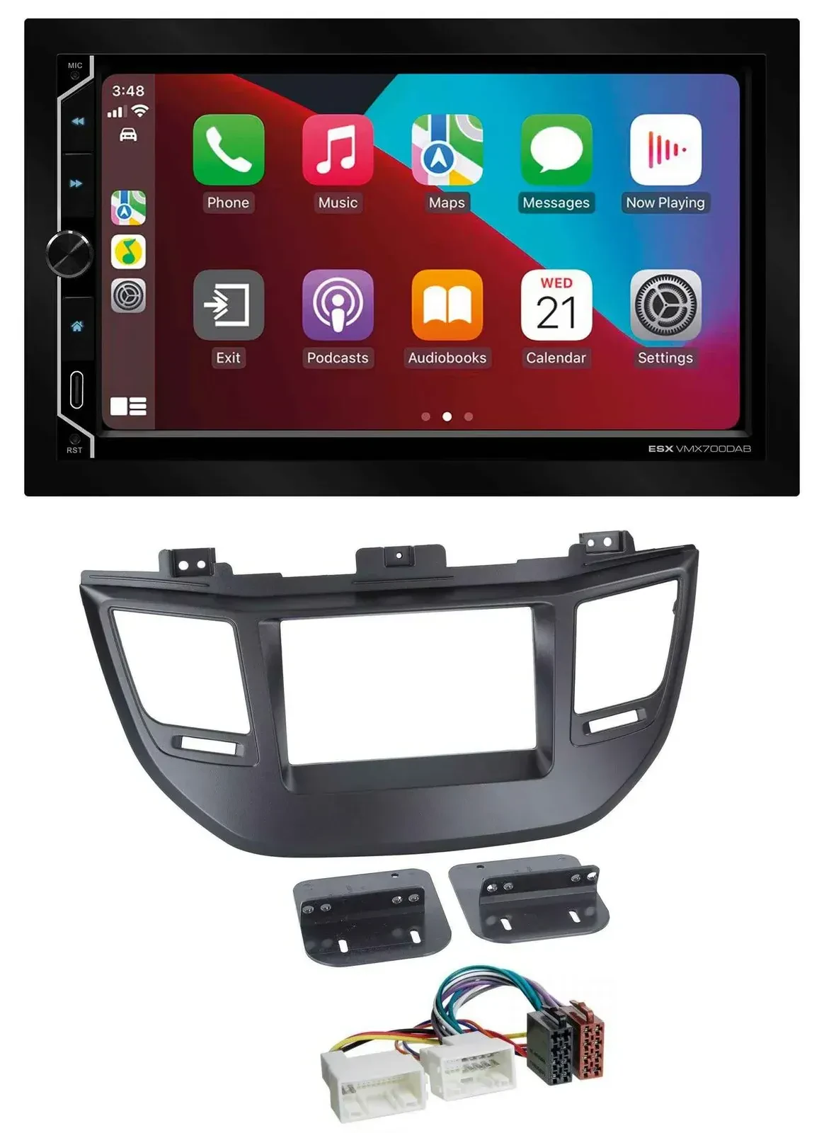 Автомагнитола ESX 2DIN DAB USB MP3 Bluetooth для Hyundai Tucson (с 2015) черная