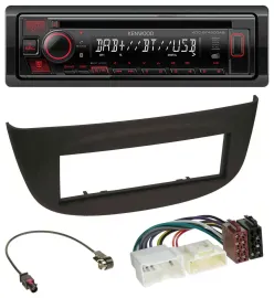Kenwood MP3 CD USB Bluetooth DAB Autoradio für Renault Twingo ab 2012 schwarz