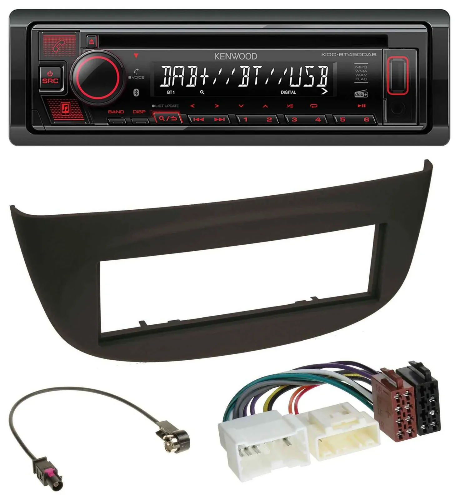 Kenwood MP3 CD USB Bluetooth DAB Autoradio für Renault Twingo ab 2012 schwarz