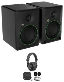 2) Mackie CR5BT 5.25" Powered Studio Monitors Speakers w/Tone Control+Headphones
