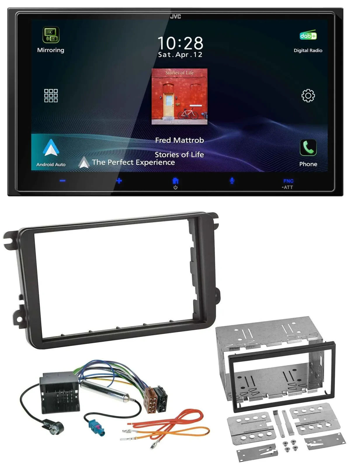 JVC USB Bluetooth 2DIN DAB MP3 Autoradio für VW Passat 05-14 Polo 09-14 Scirocco