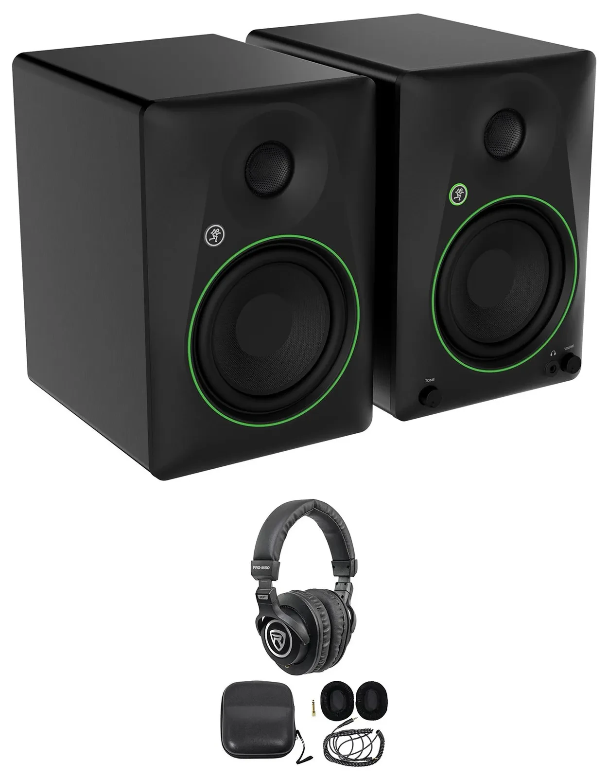 2) Mackie CR5BT 5.25" Powered Studio Monitors Speakers w/Tone Control+Headphones