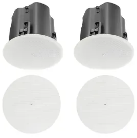 (2) JBL Control 416C/T 6.5" Commercial 70v Ceiling Speakers+Round White Grilles