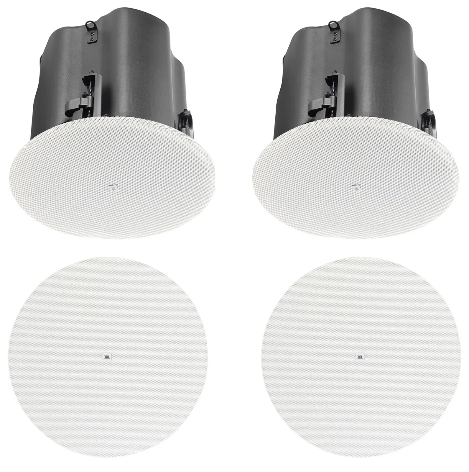 (2) JBL Control 416C/T 6.5" Commercial 70v Ceiling Speakers+Round White Grilles