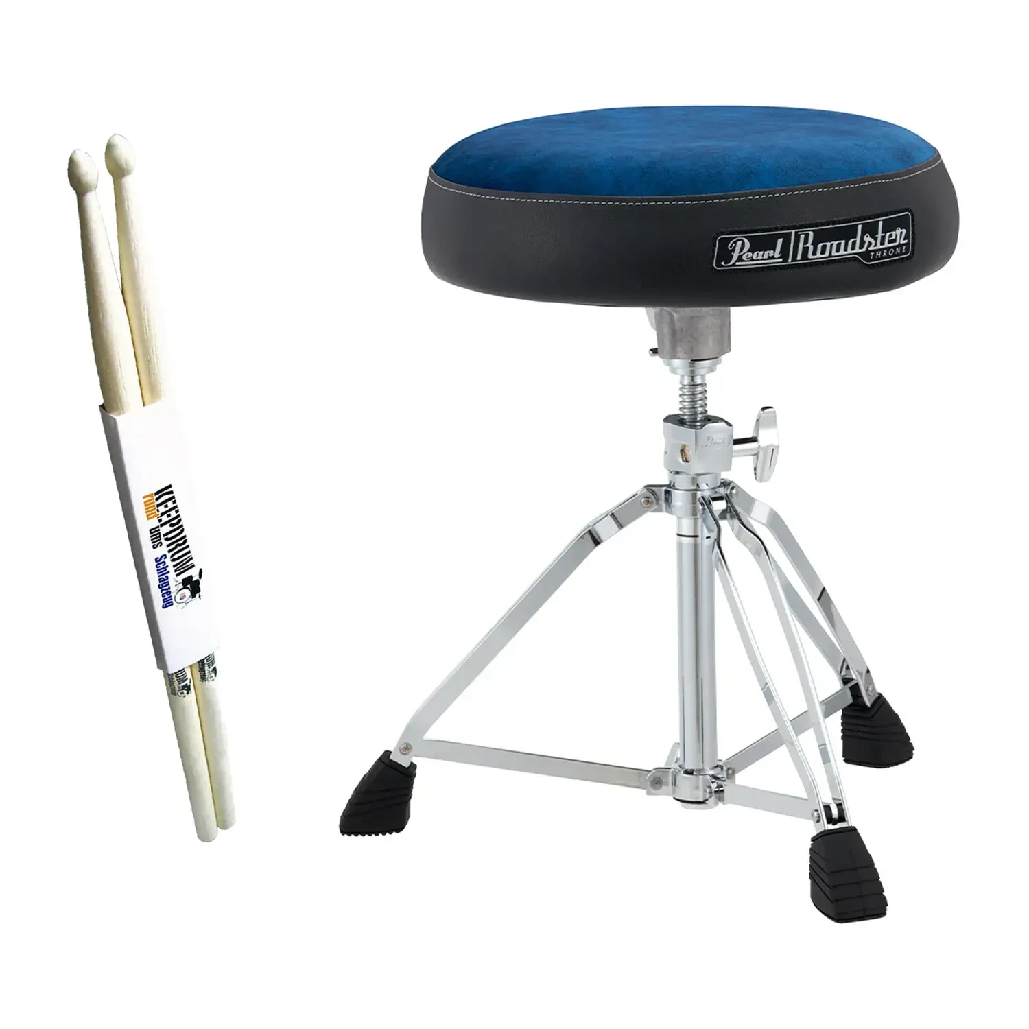 Стул для барабанщика Pearl D-1500BLST Blue с палочками