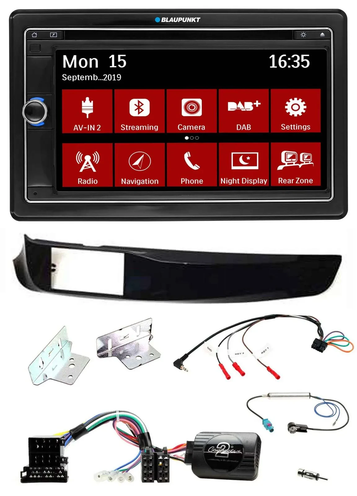Blaupunkt Bluetooth DAB 2DIN USB DVD Lenkrad Autoradio für Alfa Giulietta 940 10