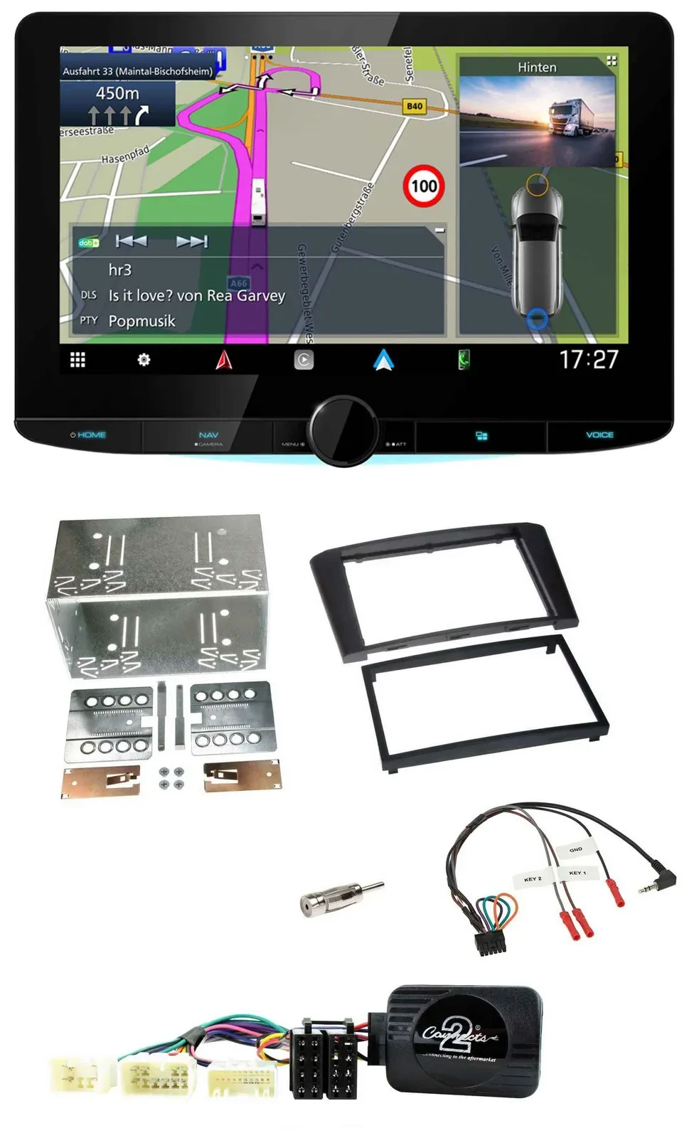 Kenwood Bluetooth DAB TMC 2DIN Lenkrad USB Navigation für Toyota Avensis 2003-20