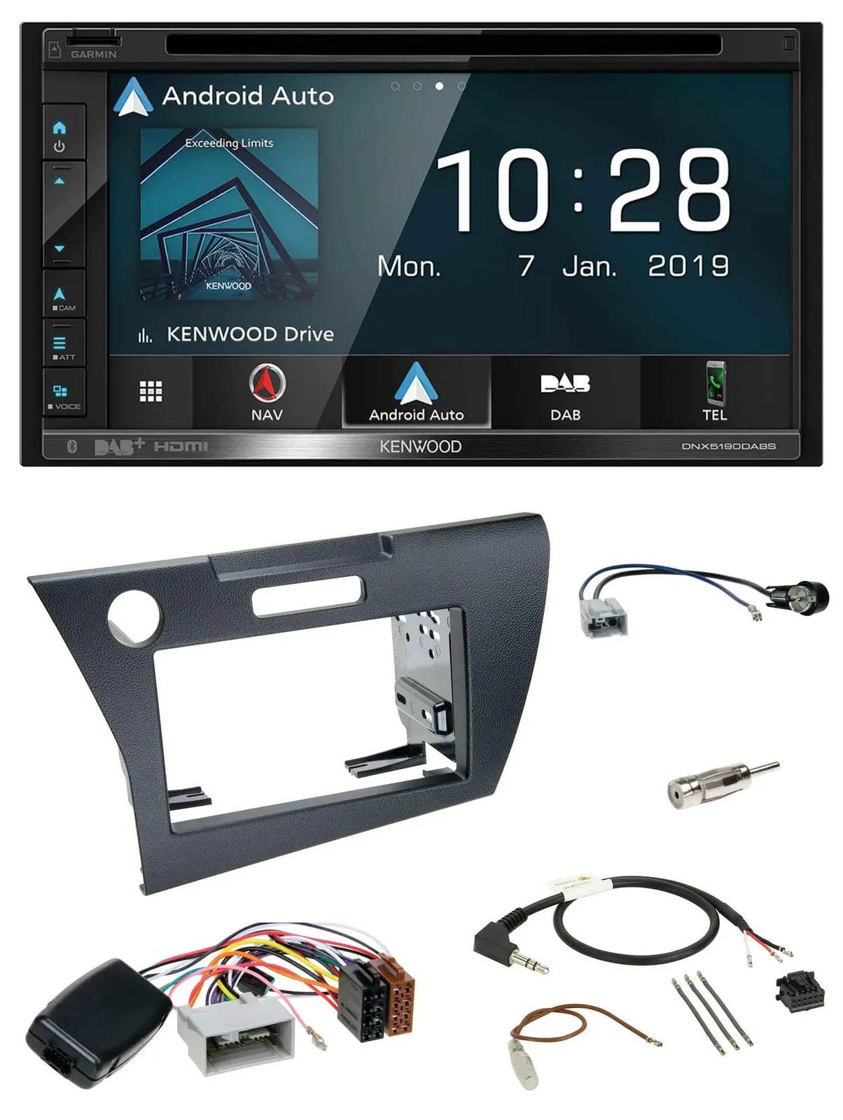 Kenwood DAB TMC USB 2DIN Lenkrad Bluetooth Navigation für Honda CR-Z 2010-2013